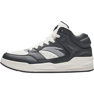 安踏4克拉丨高帮板鞋男冬季复古经典增高男鞋皮面运动鞋