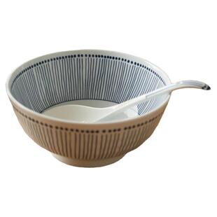 肆月日式条纹大碗汤碗简约家用汤盆深碗创意大号陶瓷碗面碗复古风