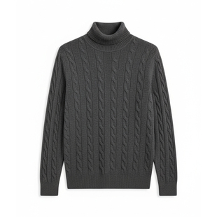 McLimited-8239 100%Cashmere康賽妮 男士高領絞花設計羊绒針織衫