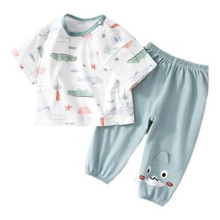 男童夏季套装宝宝夏日薄款女童夏天短袖纯棉衣服婴幼儿家居服新款