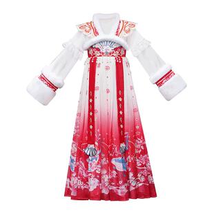 汉服女童过年古装秋冬季国风儿童拜年服冬装2026新款女孩古风裙子
