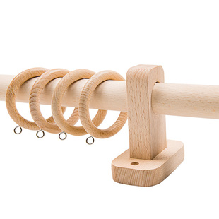 实木罗马杆原木窗帘杆单杆支撑杆日式北欧卧室原木杆打孔侧装顶装