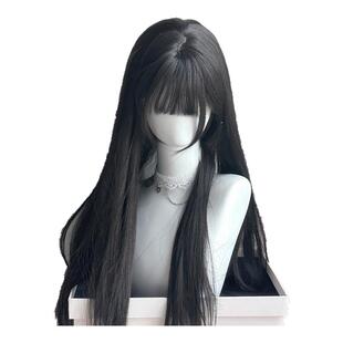 【夏日番外】黑长直白月光齐刘海长直发cos少萝动漫日常假发头套