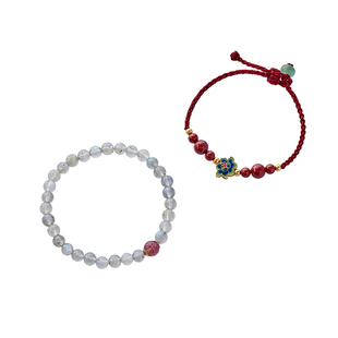 赛赛莉安月光石朱砂手绳新中式手串草莓晶小众设计ins轻奢手链女