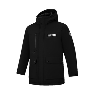 乔丹防泼水中长款羽绒服男士冬季新款商场同款抗静电防风保暖外套