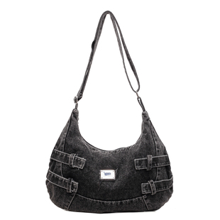 时尚牛仔托特包女大容量单肩包通勤休闲外出腋下包日常上学斜挎包