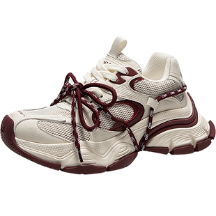 MIO米奥时尚休闲鞋2026春季新款圆头厚底6cm增高老爹鞋运动鞋女鞋