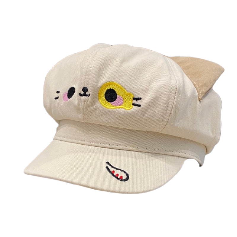 日系可爱猫咪耳朵八角帽女春夏季