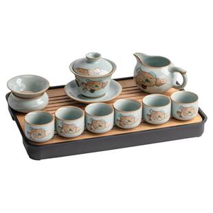 官窑功夫茶具套装家用轻奢高档盖碗泡茶壶茶杯办公室喝茶2026新款
