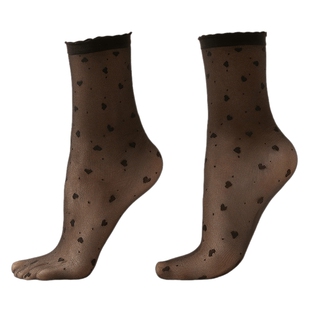 CALZEDONIA卡泽意袜春夏30D时尚波点爱心图案波纹袜口短袜DCZ062