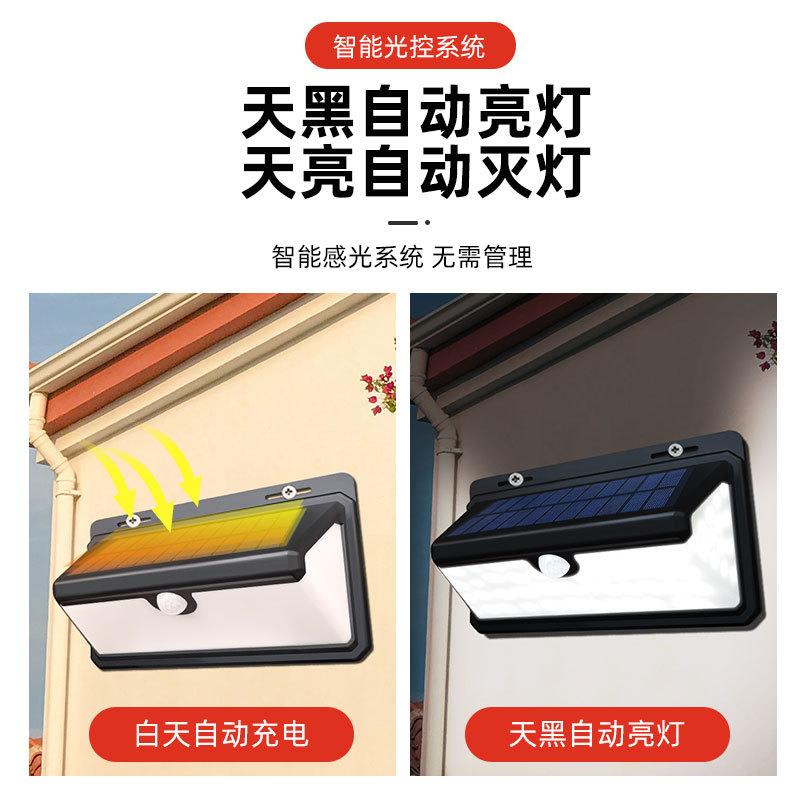 新款直销创意太阳能火焰壁灯 户外庭院别墅公园三面发光感应太阳