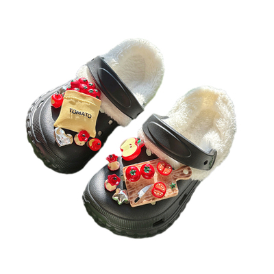 洞洞鞋可拆卸冬季女款儿童棉拖鞋