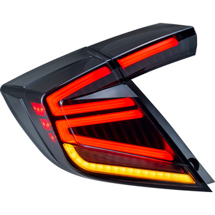 适用本田十代两厢思域尾灯总成改装LED尾灯双V行车流光转向刹车灯