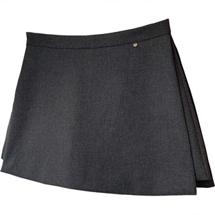 2025新款遮肚a字秋冬深灰色一片式磨毛呢秋冬半身两侧开叉短裙裤