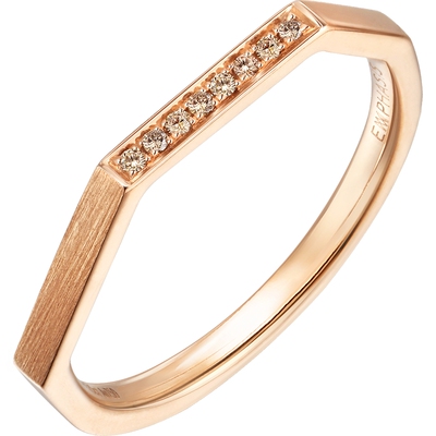 「冠」系列玫瑰金排钻啡钻指环