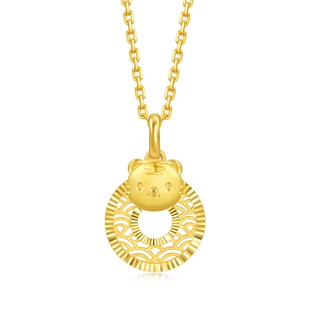 周生生官方正品黄金足金生生有礼生肖虎平安扣吊坠5G黄金94410P