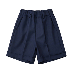 儿童西裤松紧腰男童藏青色深灰演出夏季薄款小学生深蓝色校服短裤