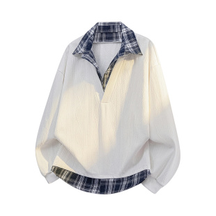 NASA STUSY美式高街2026新款春秋装男款情侣潮牌衬衫领假两件卫衣