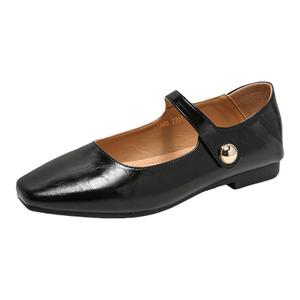 15mins粗跟玛丽珍鞋女春季2024年新款浅口单鞋一字带女鞋平底单鞋