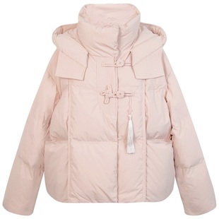 朵以2025冬季新款新中式国风流苏盘扣短款连帽羽绒服面包服外套女