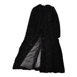 高端奢华保暖 手工捏褶立领高腰裙摆式长款白鹅绒羽绒服 女D8383