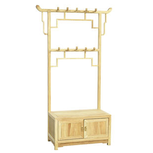 衣帽架实木新中式烫蜡老榆木卧室收纳提盒落地挂衣服架子家用立式