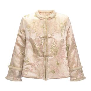 莨西子新中式轻国风绝美穿搭棉服外套女桑蚕丝棉袄秋冬年服喜庆
