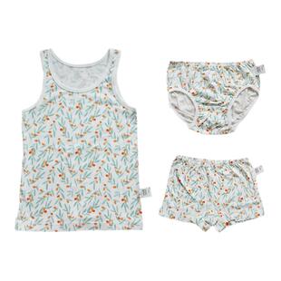 安旦夏季竹棉氨纶背心内裤三件套四角内裤男孩女孩儿童家居服