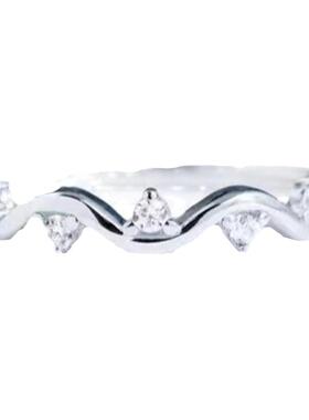 chin莫桑钻波浪三爪戒指