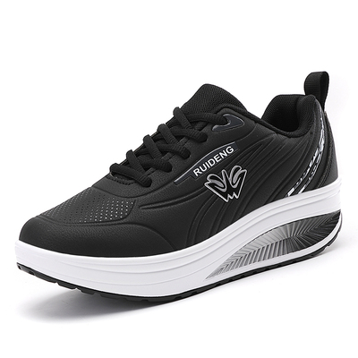 睿登休闲风坡跟摇摇鞋防水防滑