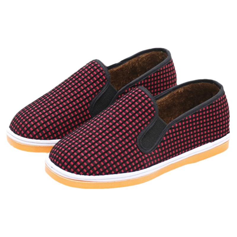 老北京手工棉鞋女冬季牛筋底防滑套脚民族风中老年妈妈鞋加绒保暖