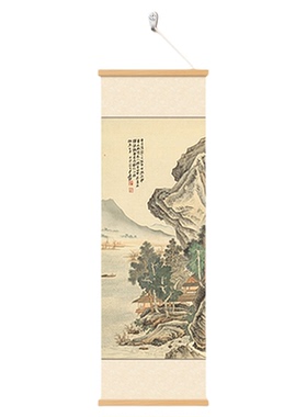 新中式挂帘装饰画书房茶室遮丑