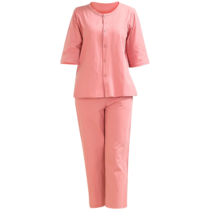 薄款纯棉女士睡衣妈妈夏季老年人夏天女大码宽松七分袖家居服套装