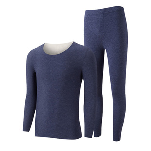 帕兰朵保暖内衣男款加厚加绒德发热羊绒打底秋衣秋裤男士套装冬季