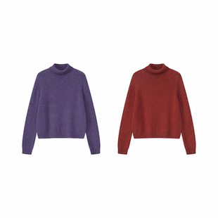 艾文文IRIS暖冬 2026新款花纱亮片女士保暖红色打底针织衫上衣冬