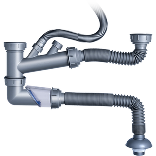 潜水艇厨房水槽下水管洗菜盆防臭洗菜池三通洗碗池排水管全套配件