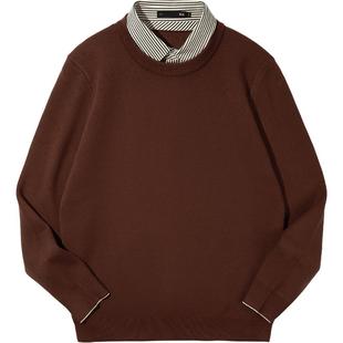 【加绒】海澜之家中华龙双领针织衫25秋冬新款假两件厚黑色毛衣男