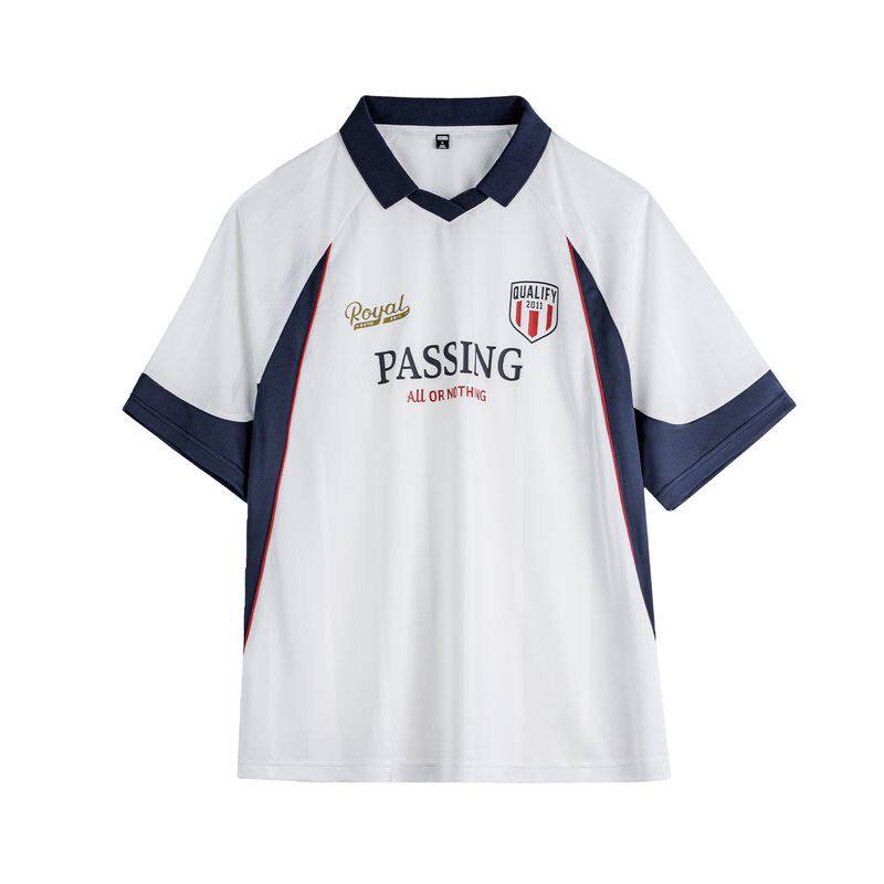 马登工装复古足球球衣印花t恤男