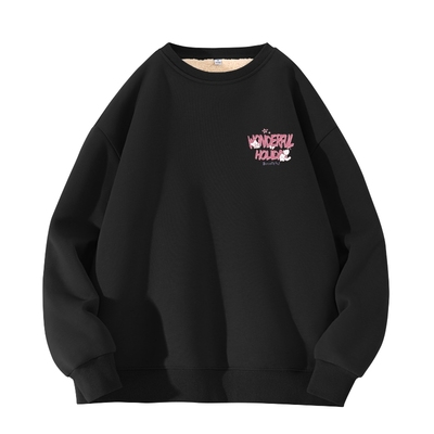 JR真维斯黑色圆领加绒卫