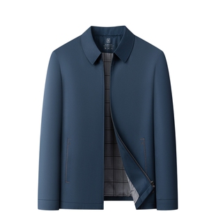 2026新款男装外套常规款翻领纯色拉链春秋高档公务干部行政夹克衫