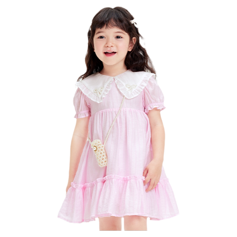 巴拉巴拉女童连衣裙小童宝宝泡泡袖裙子儿童裙子夏季新款潮流童装