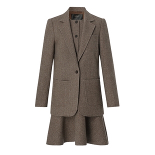 歌莉娅水洗羊毛西装套装女2025新款秋冬通勤穿搭重要场合两件套裙