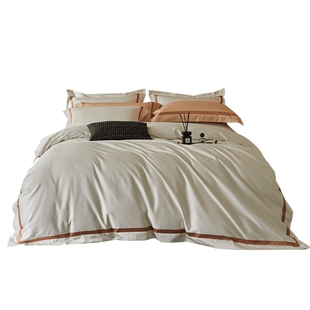 多喜爱100S四件套全棉纯棉套件轻奢拼边工艺床上高支床品辰光之愿