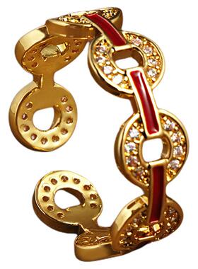 金色微镶钱币开口戒指巨好看的