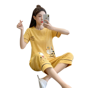 新款夏天女生七分裤卡通家居服