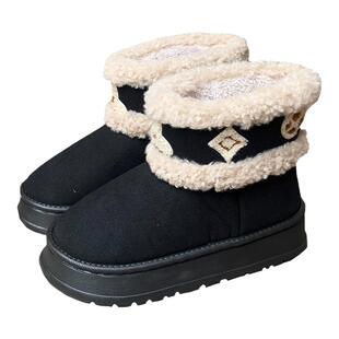 细细条 冬季舒适韩系雪地靴女时尚高级感保暖厚底外穿加绒中筒靴