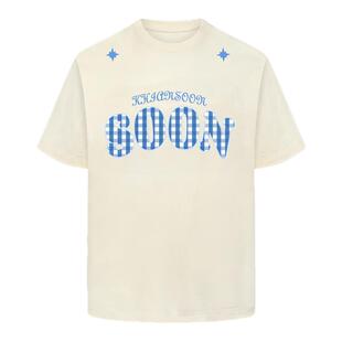 KHIAN SOON国潮基础logo格纹贴布短袖T恤女纯棉宽松设计休闲上衣