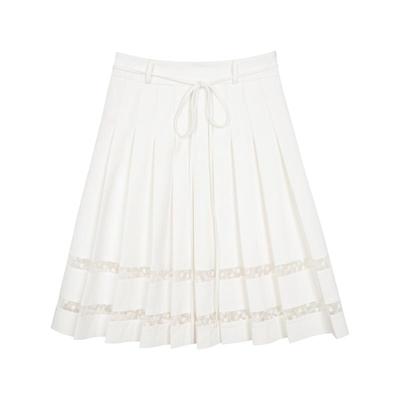 LLANO宫廷蕾丝百褶A字半身裙