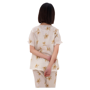 SPIRAL/司派罗全棉梭织女短袖八分裤套装夏季薄款开衫可外穿睡衣