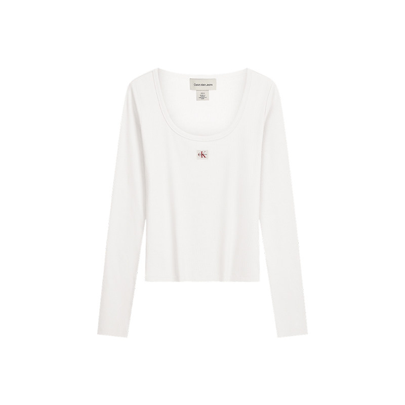 【重磅】CK Jeans26秋季新款女士潮流辣妹大U领罗纹修身长袖T恤
